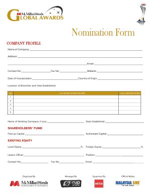 Fillable Online McM GA 2015 Nomination Form Organisationpdf Fax Email