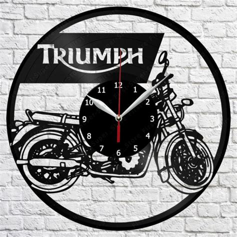 Triumph Motorcycle Vinyl Record Wall Clock Home Fan Art Decor 12 30