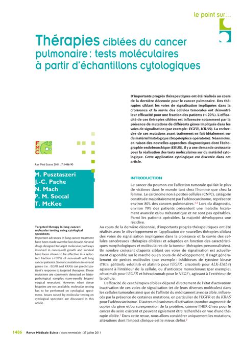 Pdf Targeted Therapy In Lung Cancer Molecular Testing Using Cytological Specimens