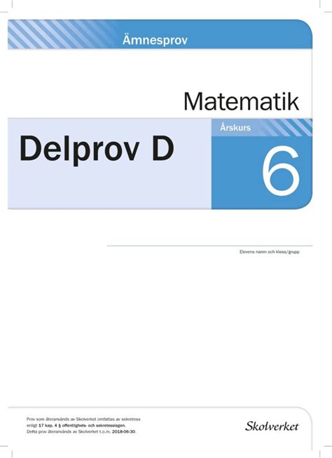 Pedagogisk planering i Skolbanken Nationella Prov matematik åk 6