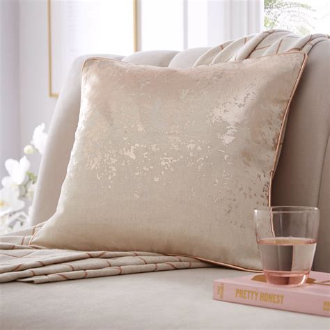 Splatter Foil Print Cushion Rose Gold Bedding Clarke Clarke By