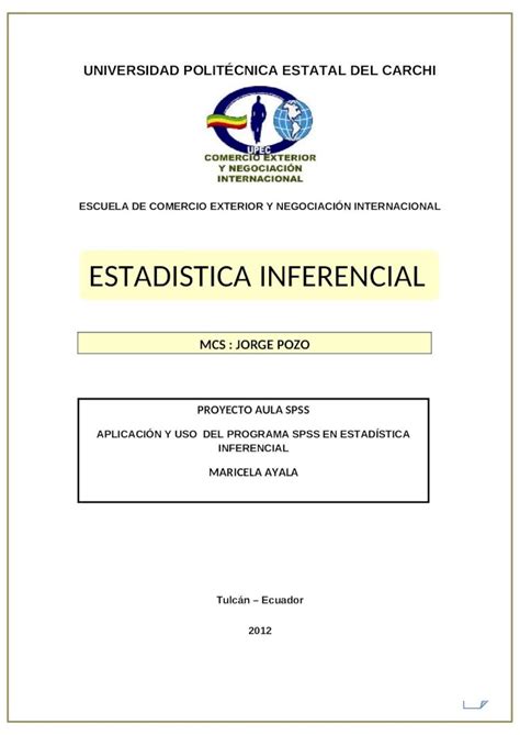 Docx Proyecto De Estad Stica Inferencial Con Aplicaci N A Spss