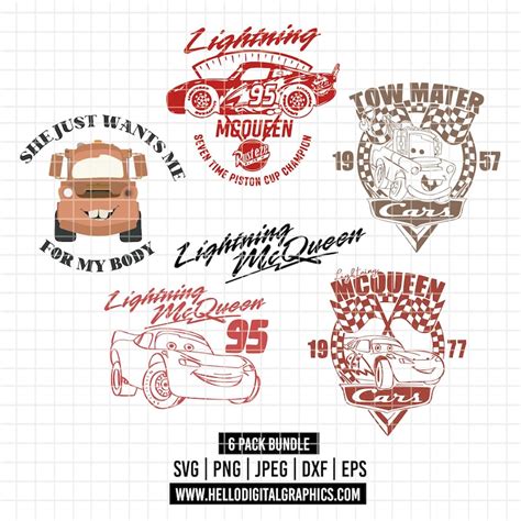 Lightning Mcqueen Black And White Clipart Etsy