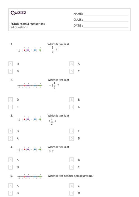 50+ Fractions on a Number Line worksheets for 6th Grade on Quizizz | Free & Printable