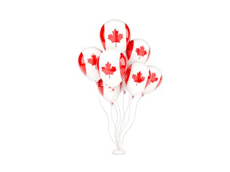 Flying balloons. Illustration of flag of Canada