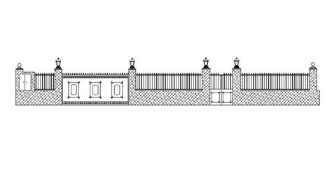 Detail Drawing Of Compound Wall D View In Autocad Cadbull