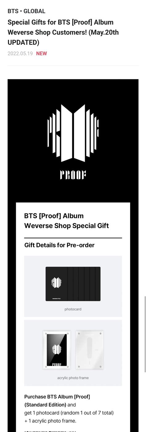 Bts Merch On Twitter Bts Proof Global Pre Order May Am To