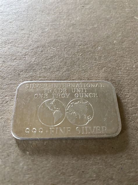 SILVER INTERNATIONAL TRADE UNIT 1 Troy Oz 999 Fine Silver Bar EBay