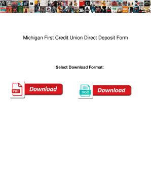 Fillable Online Michigan First Credit Union Direct Deposit Form