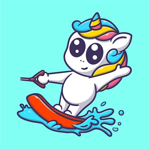 Niedliches Einhorn Das Skateboard Cartoon Vektorsymbolillustration