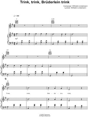 trink trink bruderlein trink sheet   wilhelm lindemann