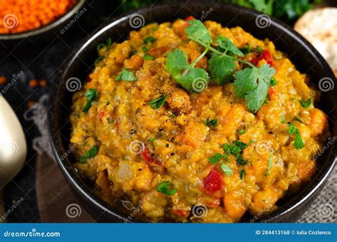 Red Lentils Indian Curry Dal Lentil Dhal Tasty Meal Stock Photo