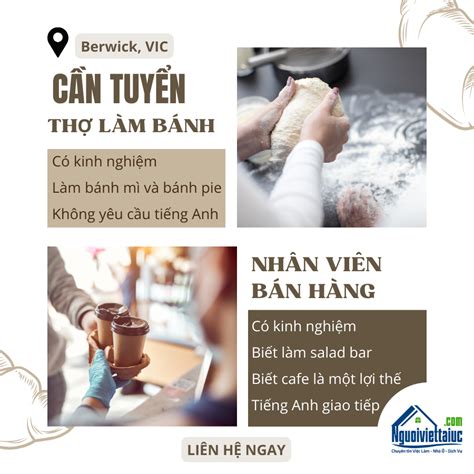 Cửa hàng bánh mì vùng Berwick VIC tuyển thợ làm bánh và bán hàng