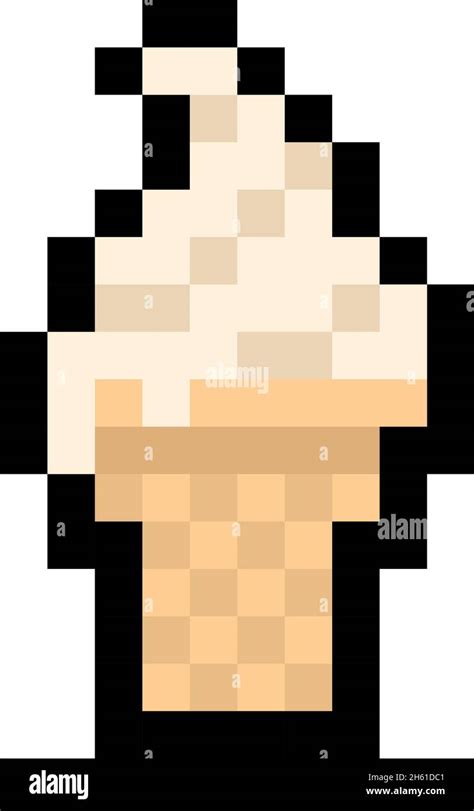 Pixel Bit Soft Serve Ice Cream Vector Isolated Stock Vector Image