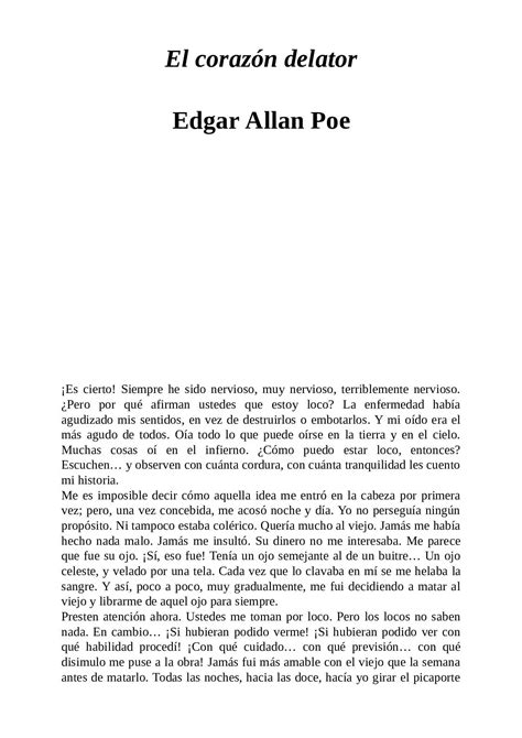 Calam O El Coraz N Delator Edgar Allan Poe