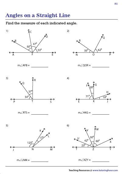 Angles In A Straight Line Worksheet