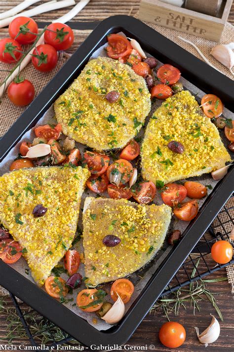 Pesce Spada Gratinato Alla Mediterranea Con Pomodorini E Olive