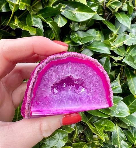 Pink Agate Geode Geode Pink Geode Crystal Brazilian Agate Etsy