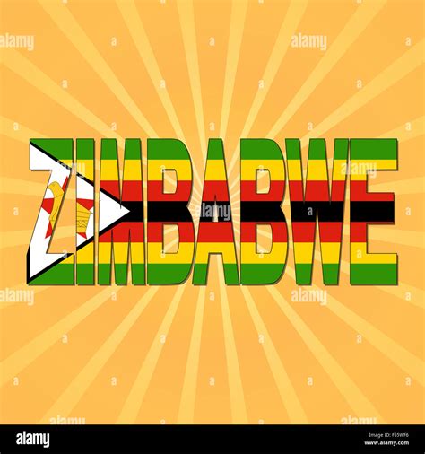 Zimbabwe Flag Text With Sunburst Illustration Stock Photo Alamy