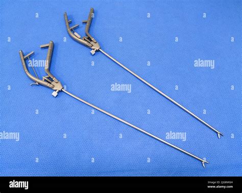 Closeup Image Of Laparoscopic Needle Holder Or Needle Drive Stock Photo