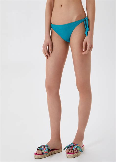 Bikini In Lurex A Triangolo E Slip Con Fiocchi