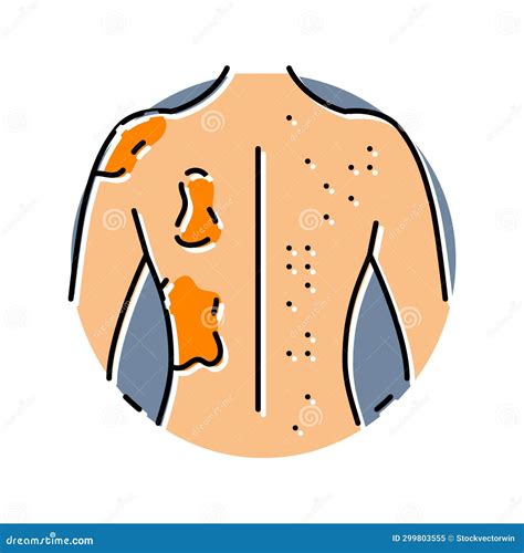 Rash Skin Lesions Disease Symptom Line Icon Vector Illustration