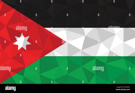 Low poly Jordan flag vector illustration. Triangular Jordanian flag ...