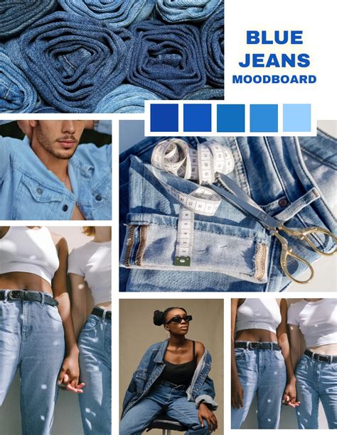 White And Blue Minimalist Jeans Moodboard Cool Photo Collages Venngage