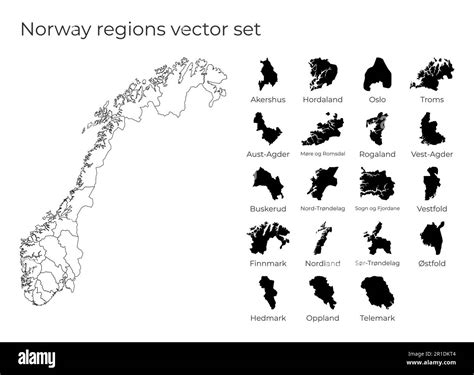 Mapa De Noruega Con Formas De Regiones Mapa Vectorial En Blanco Del