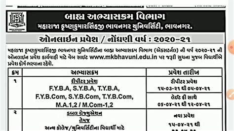 Bhavnagar University External Admission 2021 Mkbu 2021 External