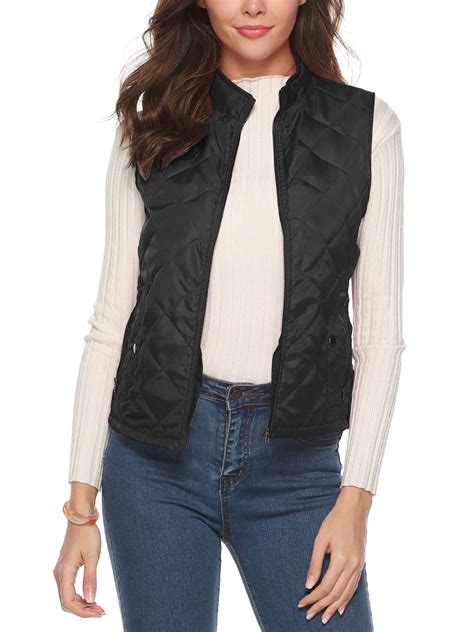 Women Padded Vest Jacket Quilted Gilet Sleeveless Coat Full Zip