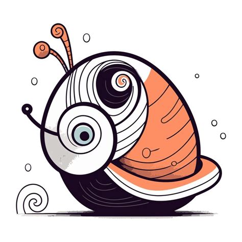 Lindo Caracol De Dibujos Animados Aislado En Un Fondo Blanco