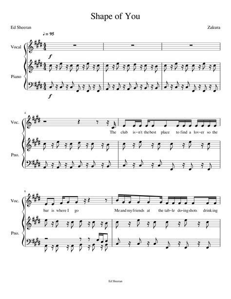 Ed Sheeran - Shape of You sheet music for Piano download free in PDF or ...