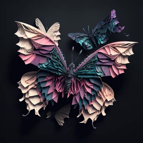 Papel De Parede Borboletas 3d - Borboleta ilustração de arte de papel em camadas 3d parede quadrada ...