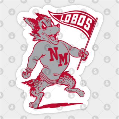 Vintage Looking UNM Lobos Mascot - New Mexico - Sticker | TeePublic