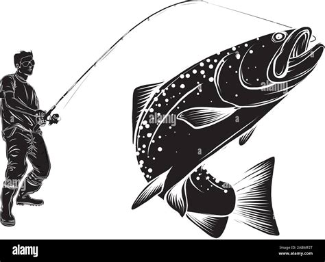 Fishing Design For Vector A Fisherman Catches A Boat On A Wave Stock