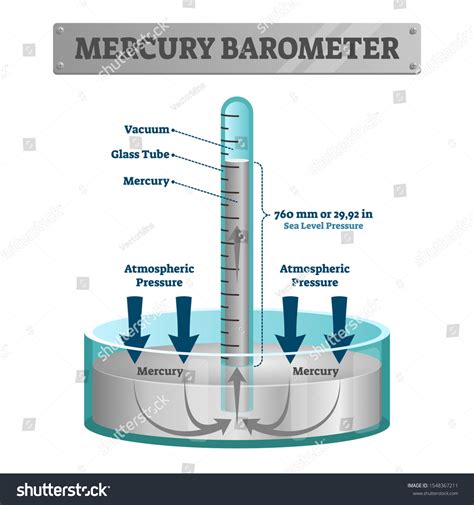 Mercury Barometer Vector Illustration Labeled Atmospheric Vector De