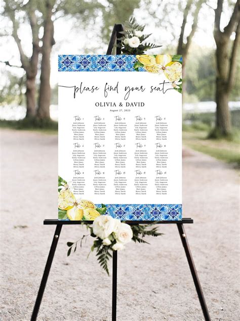 Blue Tiles Lemon Wedding Invitation Bundle Mediterranean Etsy