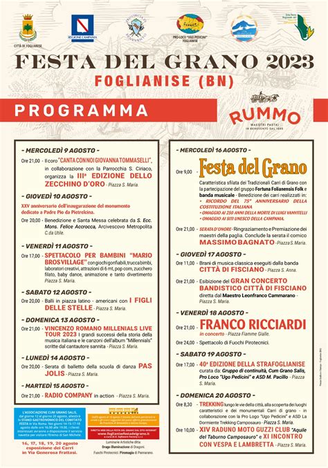 Festa Del Grano Di Foglianise Il Programma Cesvolab