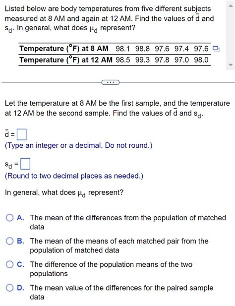 Solved Listed Below Are Body Temperatures From Five Chegg