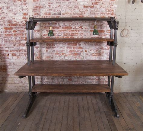 Vintage Industrial Cast Iron and Wood Workstation / Desk at 1stDibs | vintage industrial desk ...