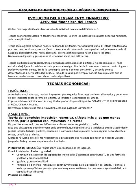 Resumen Primer Parcial Introduccion Al Regimen Impositivo