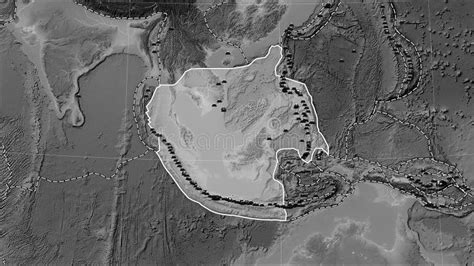 Volcanoes Around the Sunda Plate. Grayscale Map Stock Illustration - Illustration of risk ...