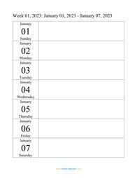 Weekly Calendar 2023 (WORD, EXCEL, PDF)