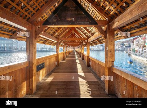 Interior Of Chapel Bridge Kapellbrucke Lucerne Switzerland Stock