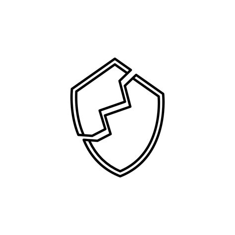 Broken Shield Line Vector Icon Illustration 23021018 Vector Art At Vecteezy