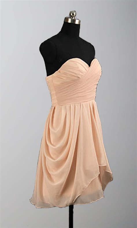 Peach Ruching High Low Mini Bridesmaid Dresses KSP295 [KSP295] - £78.00 ...