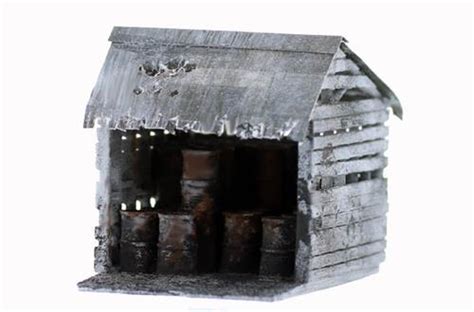 HO Scale Structure OIL DRUM Storage Shed, Loaded with Oil Drums ...