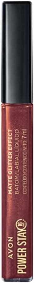 Avon Power Stay Matte Glitter Effect Batom L Quido Nude Iluminado Ml