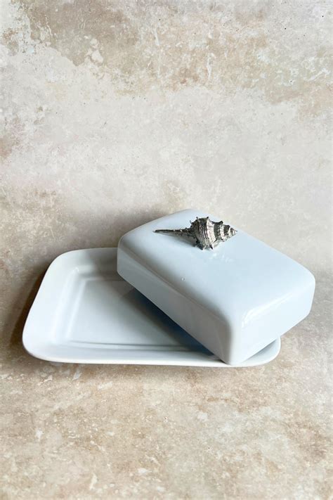 Studio Opal Conch Shell Stoneware Butter Dish Studio Opal Boutique